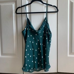 NTW Loft Dark Green Polkadot Tank Top Blouse Size Large